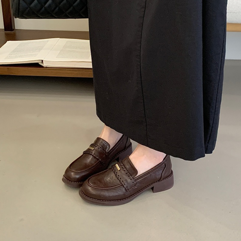 英伦风复古乐福鞋圆头时尚单鞋女