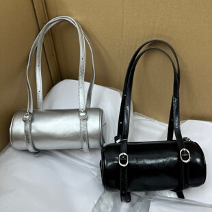 高颜值 工厂尾数清货~小众设计高级感真皮女包韩系圆筒手提单肩包