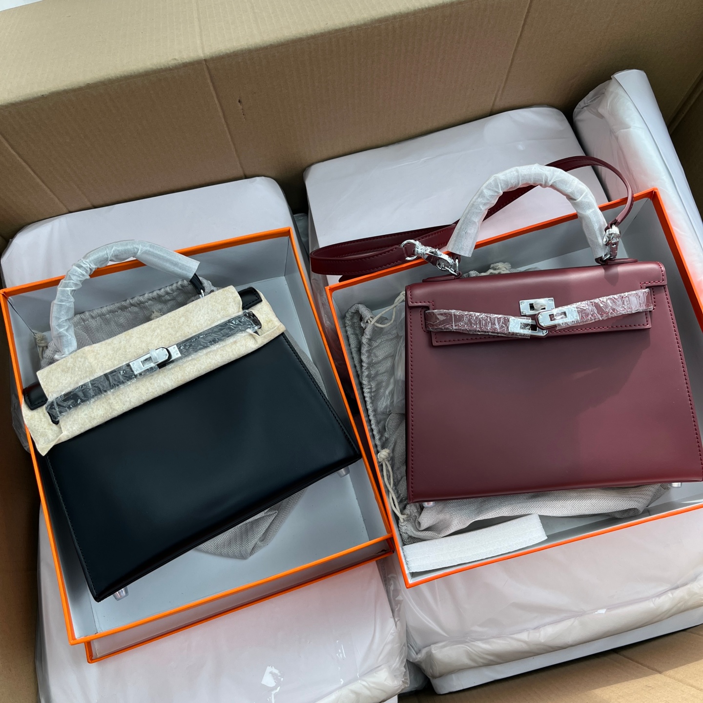 25CMBOX牛皮凯莉包真皮女包