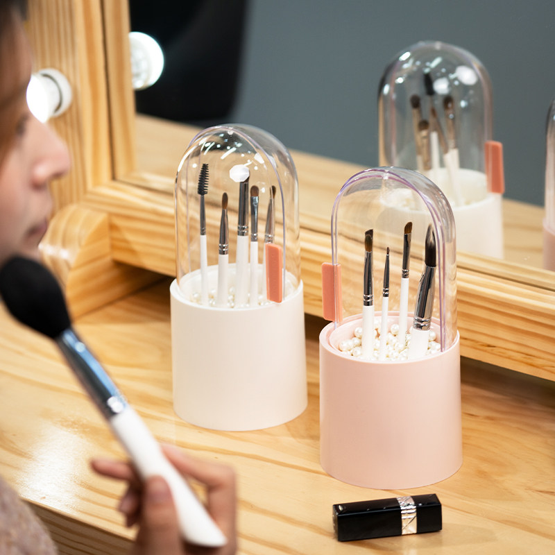 化妆刷子收纳桶眉笔眼线笔刷具收纳筒带盖收纳盒架化妆品防尘便携