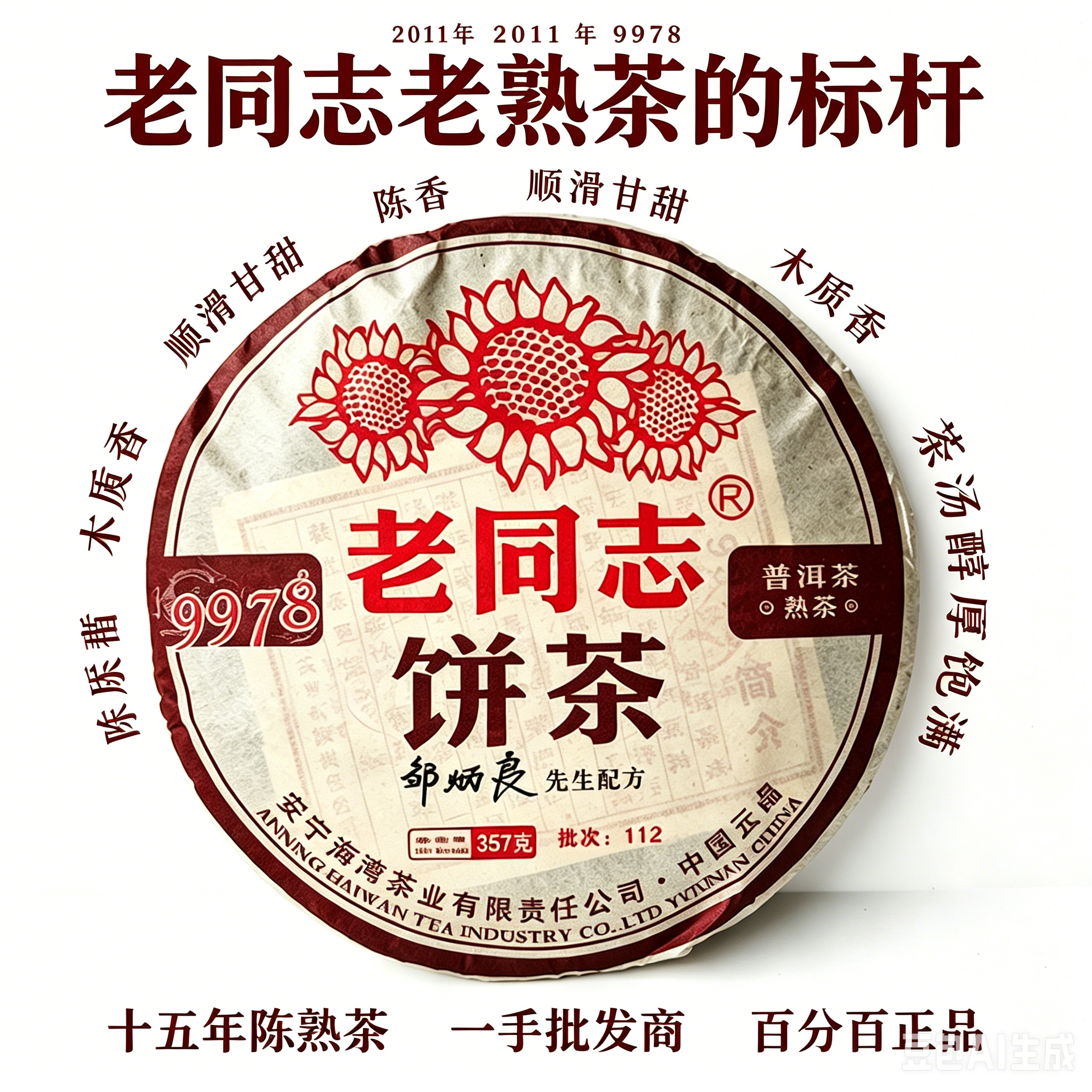 茶叶云南普洱熟茶老同志9978熟普2011年海湾茶叶熟茶勐海陈香正品