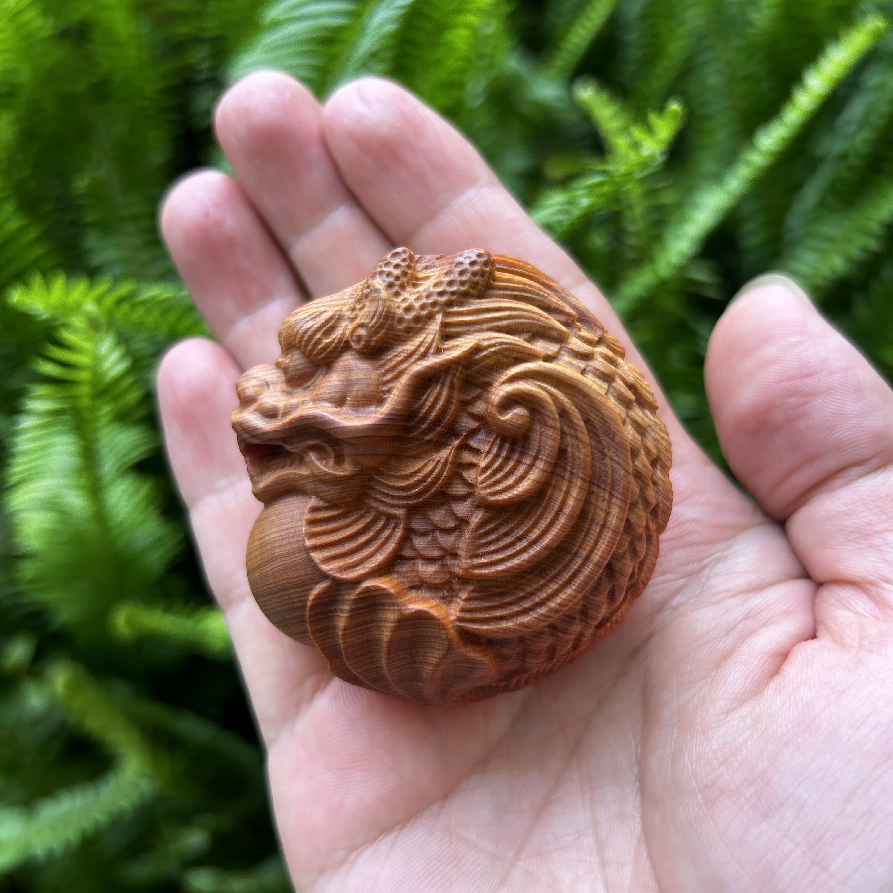 太行陈化料崖柏木雕刻鱼化龙手把件龙鱼吉祥物挂件桌面文玩小摆件