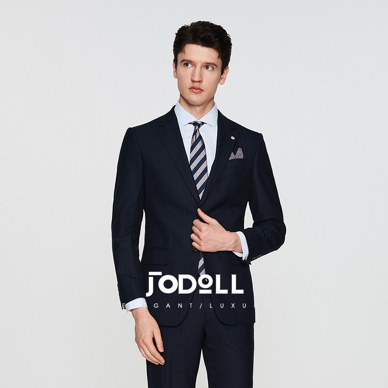 JODOLL乔顿男绵羊毛撞色条纹单西服秋季商务休闲柔软舒适西服外套