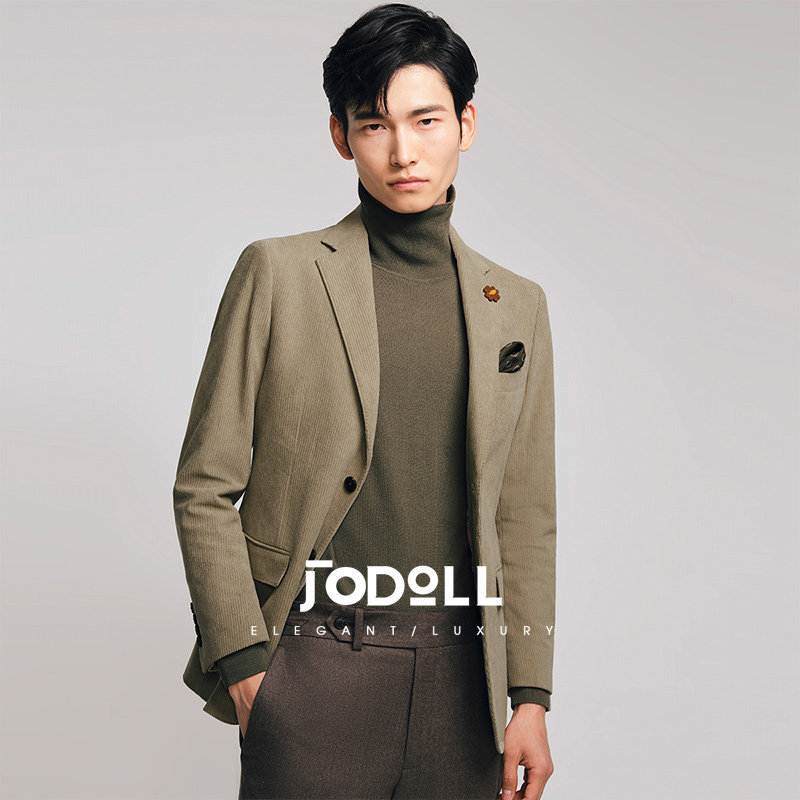 JODOLL乔顿男商场同款单西服潮流时尚灯芯绒抗条商务休闲西装外套
