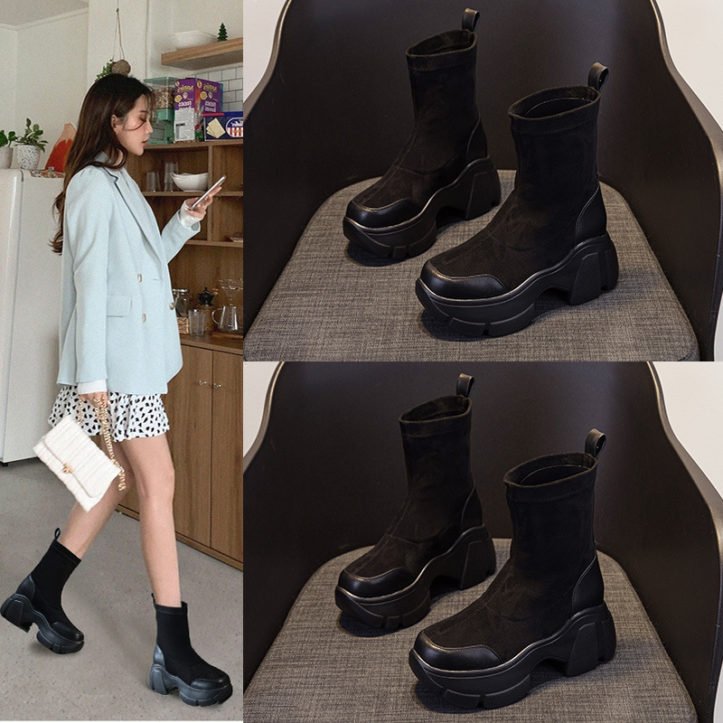 23807-1黑色弹力靴2025秋季新款