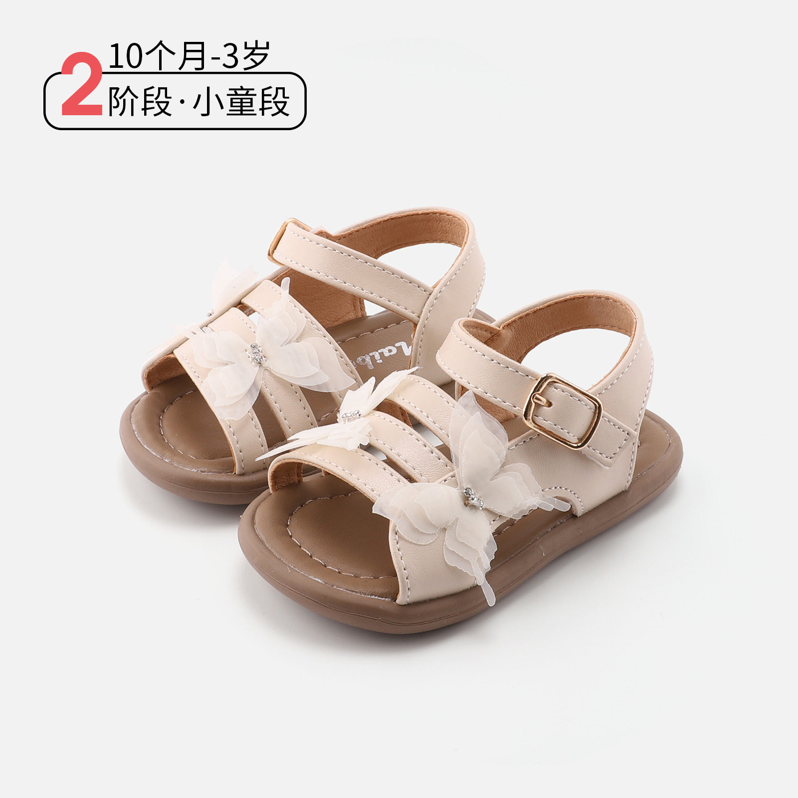 香港专柜正品女童软底蝴蝶小凉鞋10个月-3岁婴幼儿防滑皮鞋夏季新