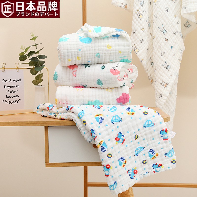 日本进口婴儿浴巾六层纱纯棉小孩洗澡盖毯宝宝吸水儿童被婴童纱布