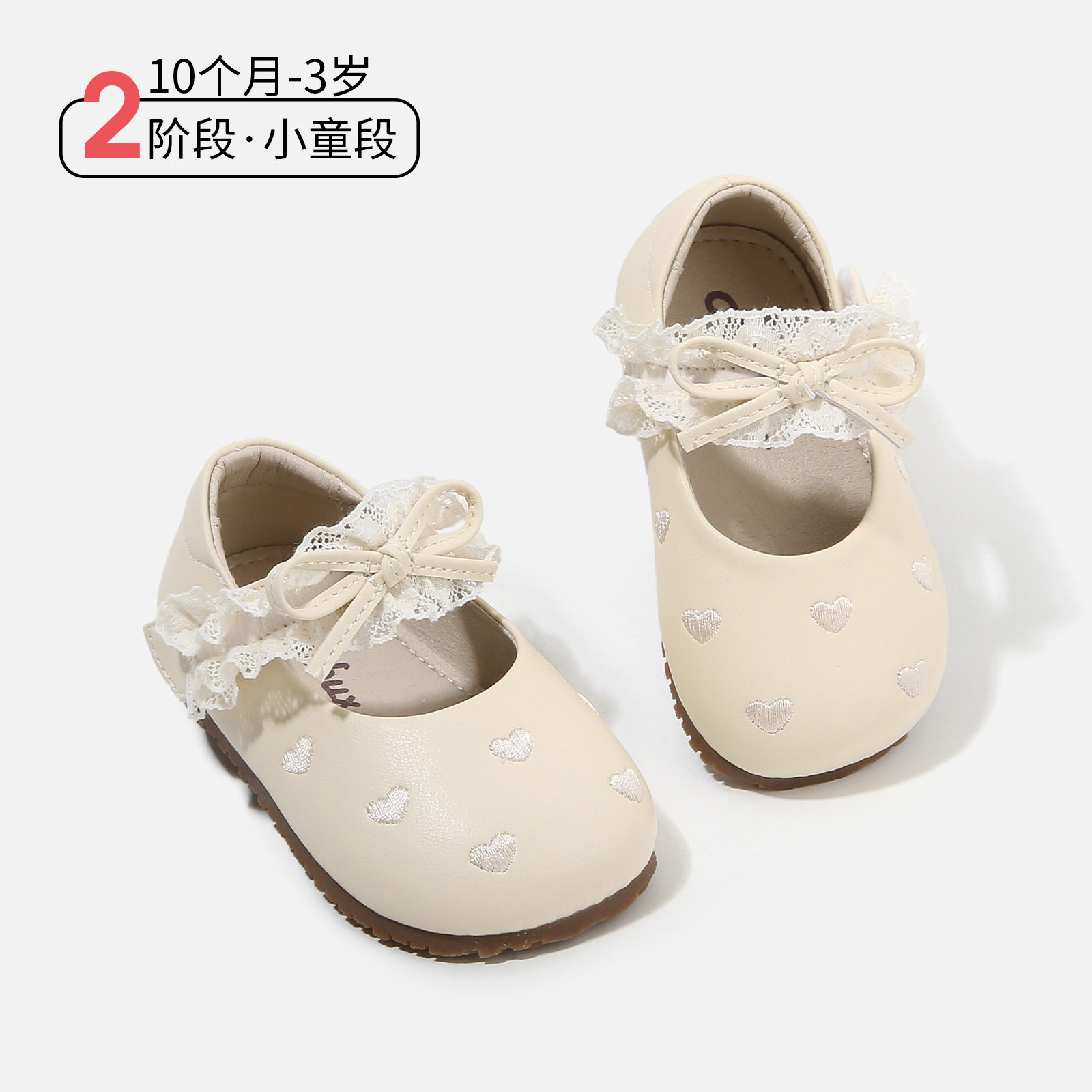 香港专柜正品2026年春款新款婴儿步前鞋蕾丝花边小皮鞋女童软底宝