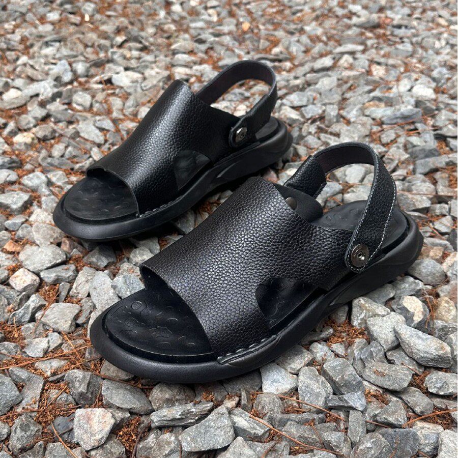 香港专柜正品男士凉鞋夏季头层牛皮休闲防滑露趾凉鞋超软鞋底轻便