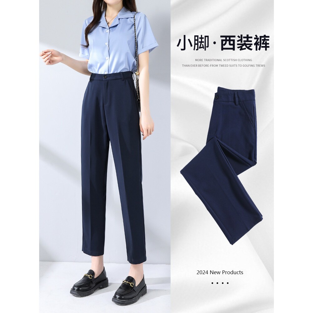 香港专柜正品黑色西装裤女春秋夏高腰直筒烟管裤九分职业通勤工作