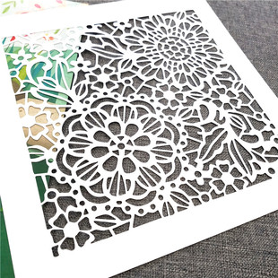 新款 278 蕾丝花朵背景镂空模板平涂创意美术涂鸦拓印蕾丝型版