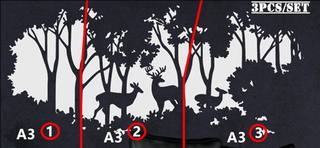 手工制作DIY黑板漆模板墙绘上色大尺寸镂空遮蔽模板鹿影林踪416