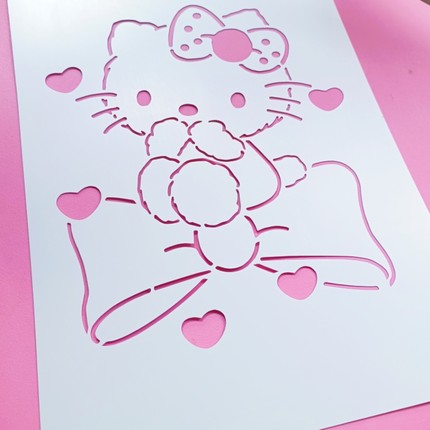 卡通手绘镂空型板萌涂鸦创意美术拓印描画HELLO KITTY型板004