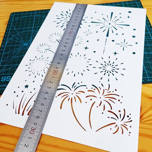 镂空烟花型板防水塑料卡纸创意背景拓印手账贺卡DIY手作遮蔽293