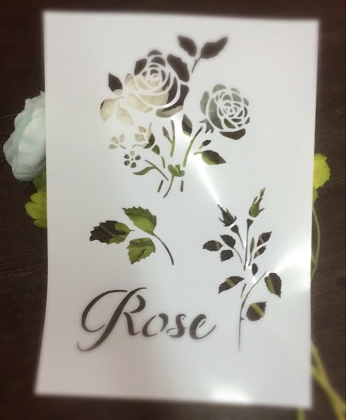 镂空描画手绘型版创意美术拓印模板型染玫瑰花枝叶花苞407
