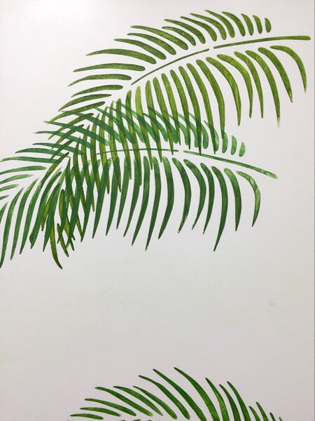 品质树叶镂空模板拓印平涂型染上色创意美术涂鸦热带叶子墙绘264