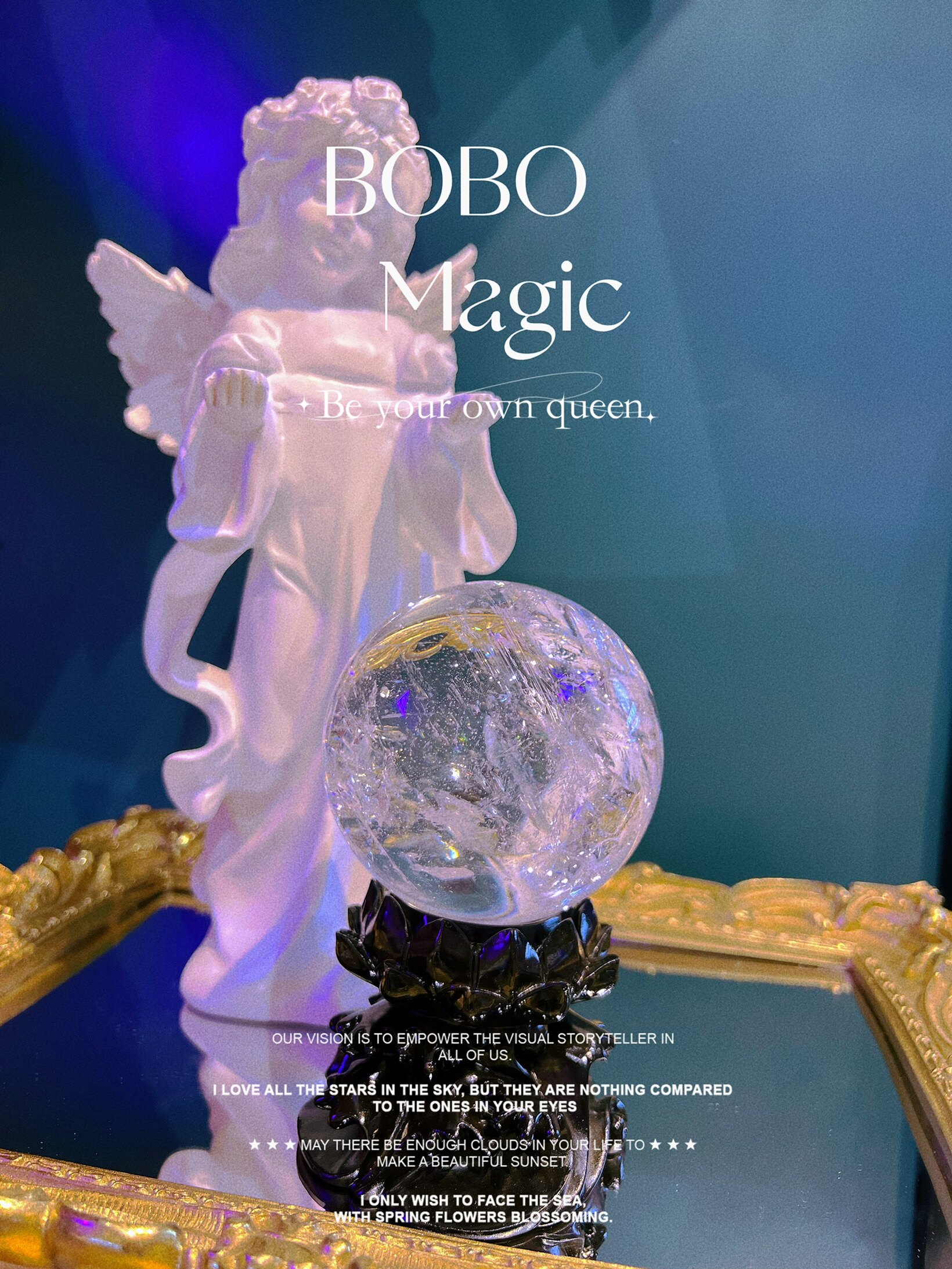 BOBO Magic 纯天然白晶球彩虹晶体许愿摆件写字楼家居公司