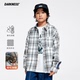 复古街头女男童格子磨毛衬衫 DK童装 春秋装 儿童中大童休闲衬衣外套