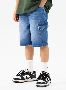 DK童装夏季新款日系男童工装牛仔短裤中大童儿童休闲多袋五分裤
