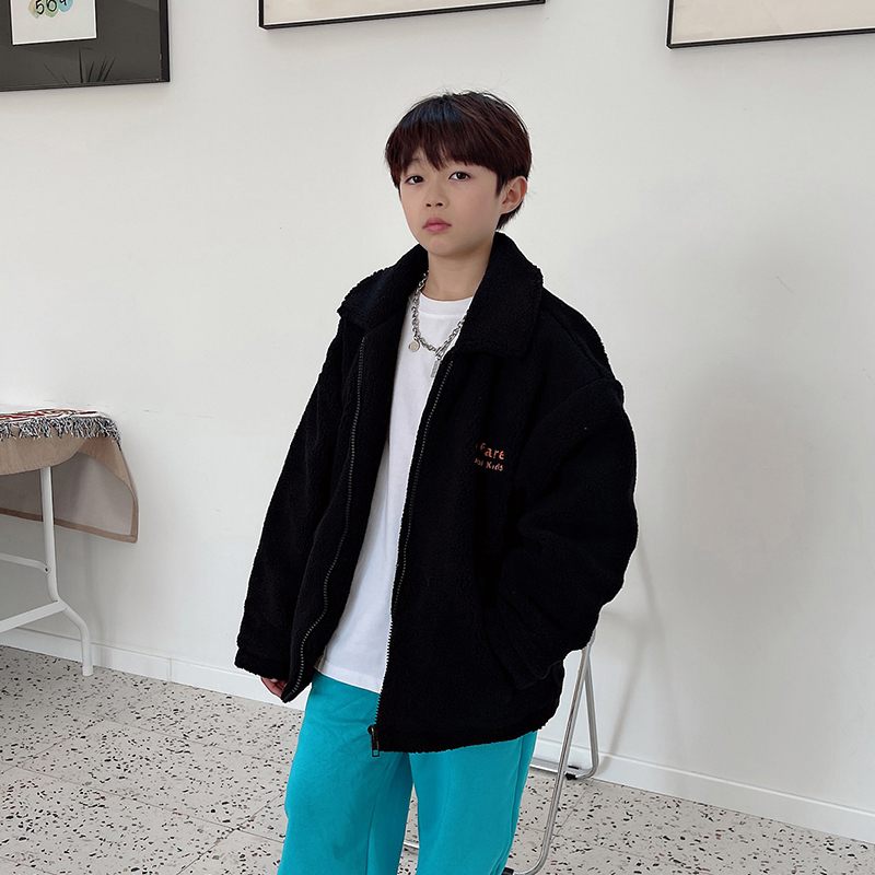 DK童装秋冬款男童薄款棉衣韩版中大童棉服宽松儿童摇粒绒外套夹克