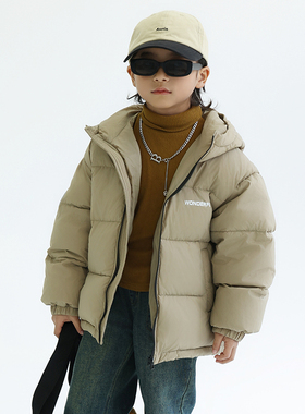 DK童装冬装2025新款男女童保暖羽绒服中大童儿童加厚宽松连帽外套