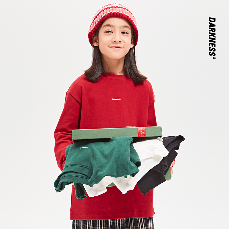 DK童装秋冬纯棉磨毛保暖长袖T恤