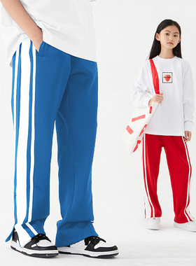 DK童装春秋季女男童复古拼接撞色阔腿裤儿童中大童休闲运动裤潮