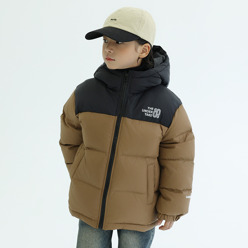 DK童装保暖加厚男女童拼色羽绒服
