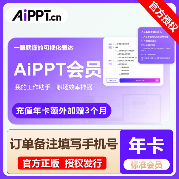 AiPPT爱设计会员月卡直充官方正品Word转ppt无水印AI创作思维导图