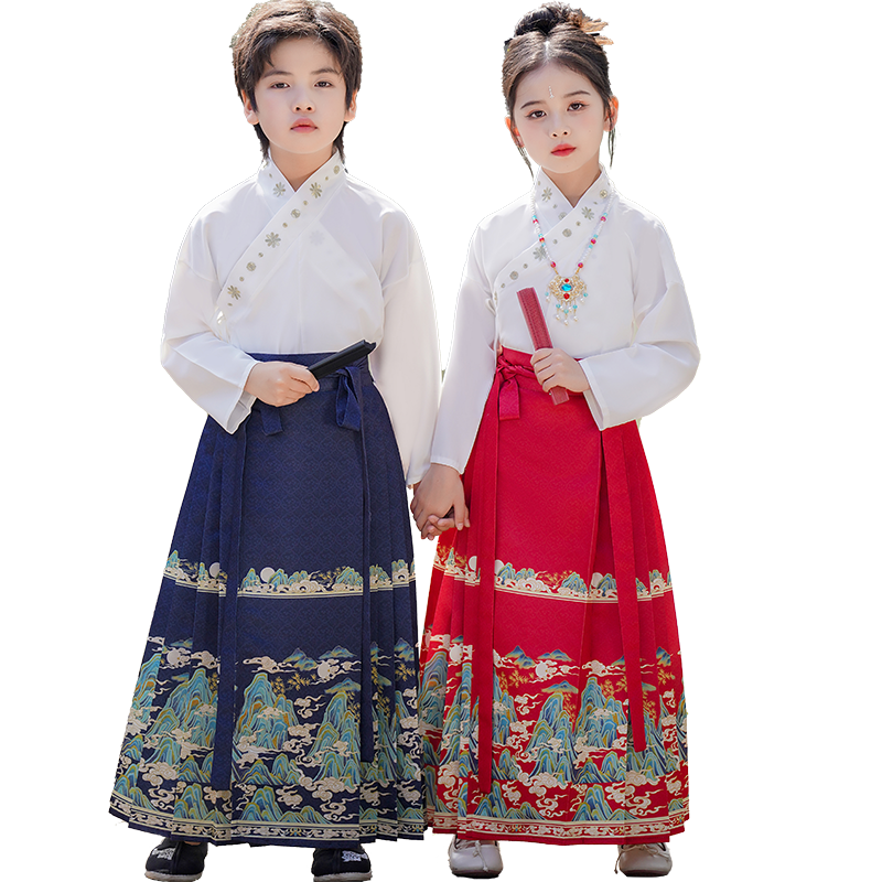 儿童汉服马面裙女童2025新款男童中国风唐装秋冬季古装演出服古风
