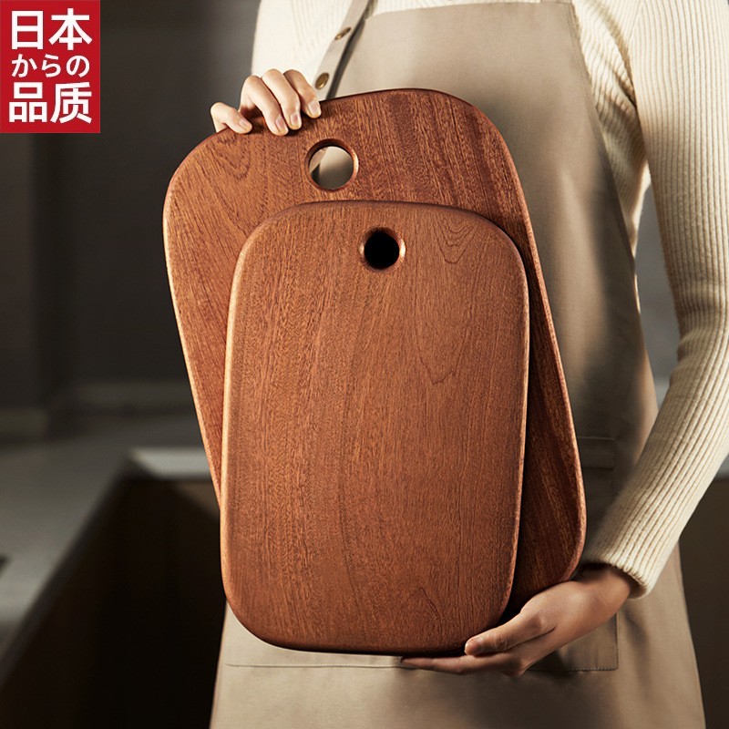 日本进口严选包邮乌檀木椭圆菜板实木整木牛排面包板水果砧板家用