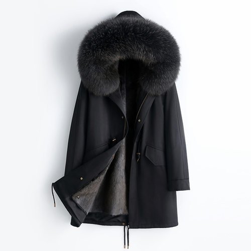 海宁进口2025冬季新款爆款男士派克服水貂毛内胆皮草外套皮毛一体