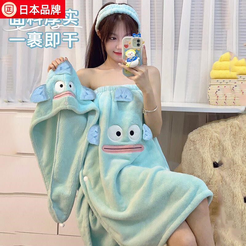 日本干发帽女强力吸水速干发巾新款擦头发毛巾浴帽女孩可爱浴巾裙