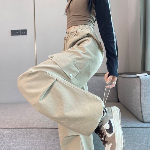 德国甄选2026春季新款工装裤束脚阔腿两穿天丝棉高腰运动裤女