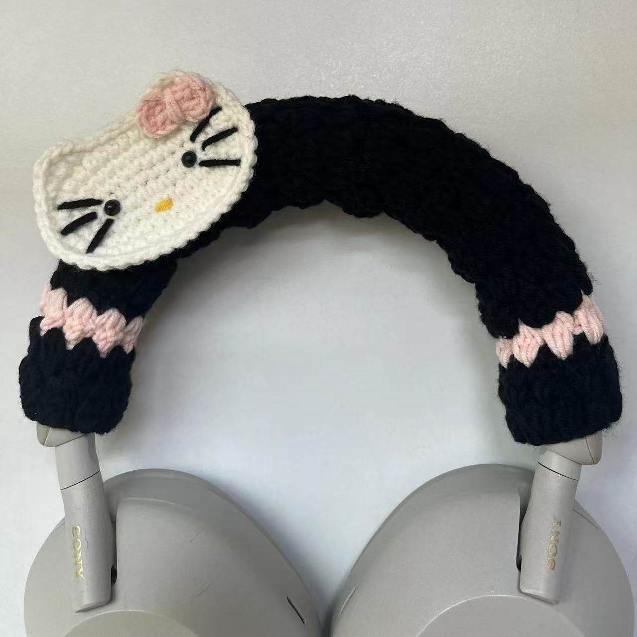 手工编织猫猫头梁保护套成品适用于各种品牌索尼 漫步者 铁三角 飓风 蓝牙耳机横梁保护套 款式颜色防破损