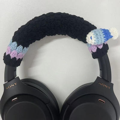 手工DIY编织头戴式耳机保护套适用于索尼 苹果 飓风 BOSE 头梁套可定制 防破皮可清洗方便拆卸仿真小鱼 小鸡