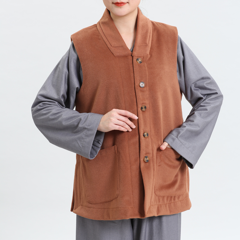 冬季加绒外套僧服加厚马甲背心短伽蓝和尚服出家人衣服双层绒外套