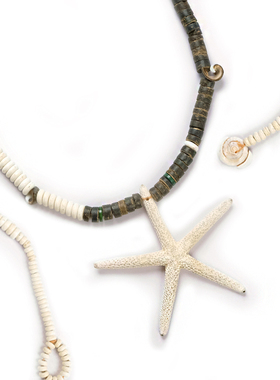 QSC原创椰壳海星贝壳天然手工艺制作度假风野生部落风项链