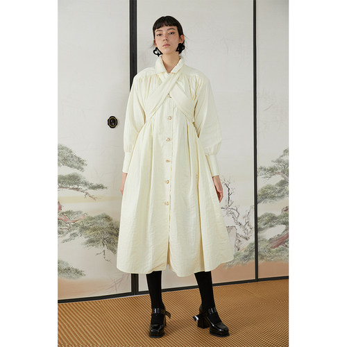 衬衫连衣裙蝴蝶结长风衣外套