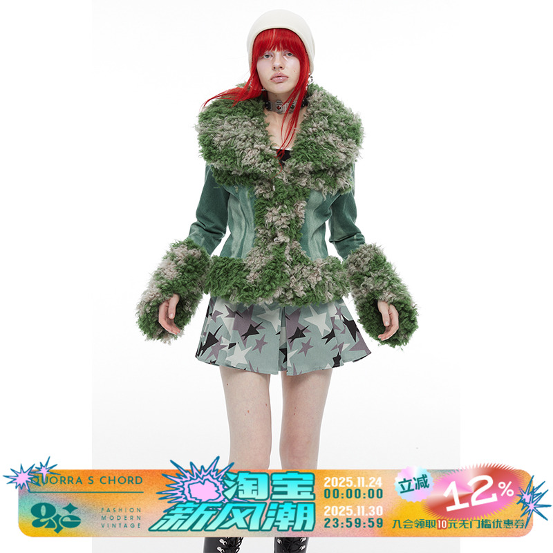 QUORRASCHORD皮草拼接牛仔