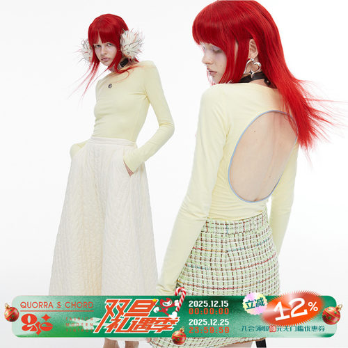 长袖摩登时尚纯棉露背