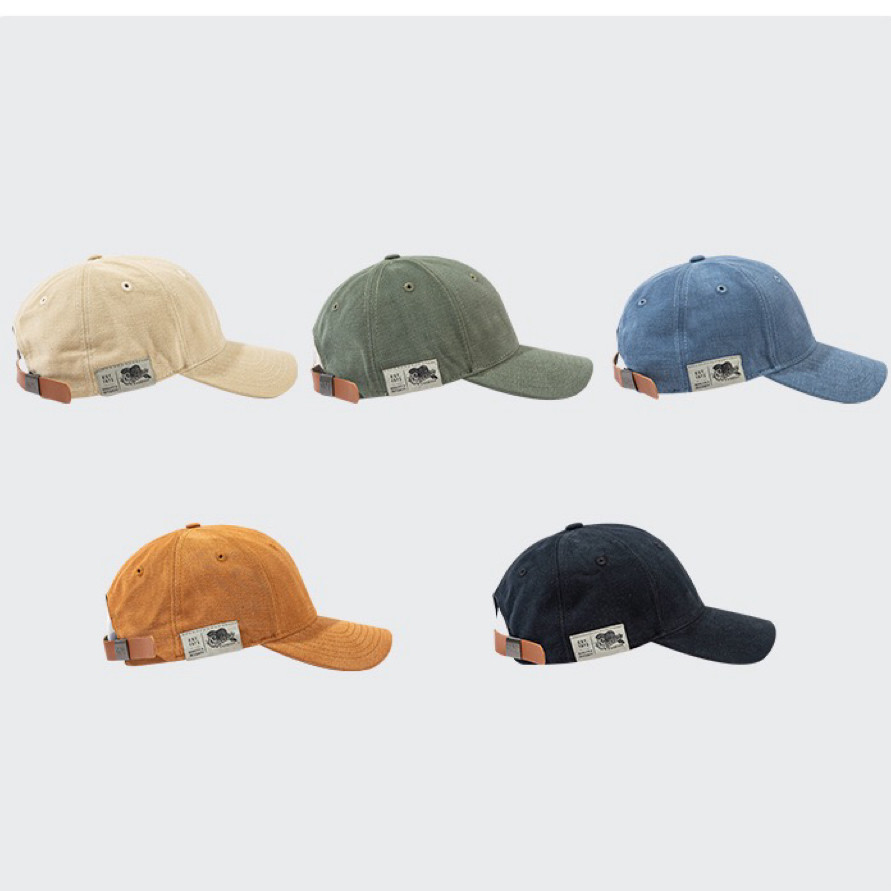 日系春秋季侧边贴布鸭舌帽女时尚简约休闲显脸小皮扣工装棒球帽男