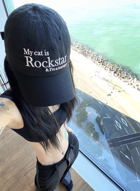 韩国春夏mycat字母梦玲同款刺绣尼龙鸭舌帽