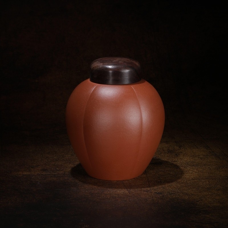 宜兴紫砂九瀚艺术合器朱砂泥茶叶罐【棠】800ml