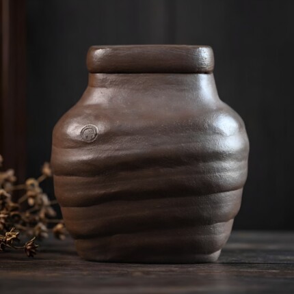 九瀚艺术千年一梦黄龙山老紫泥全手工盘筑制作·古罍茶罐1020ml