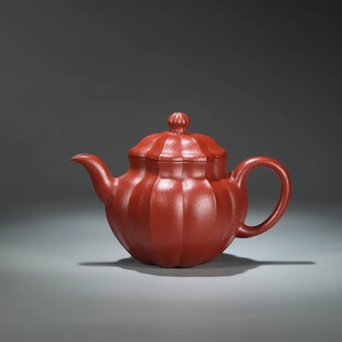 宜兴紫砂九瀚艺术库藏一级大红袍子午火黑骨烧水仙宫灯115cc独孔