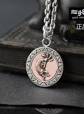 Good Vibrations纯银/铜印第安幸运神骷髅头项链吊坠个性泰银男女