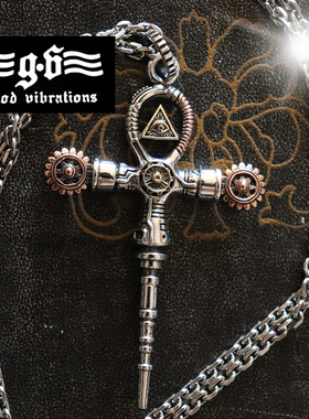 GoodVibrations 潮品925银上帝之眼十字架机车朋克项链吊坠男女潮