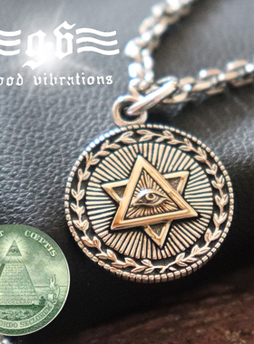 Good Vibrations潮品925纯银上帝之眼圆形吊坠六芒星挂坠男女项链