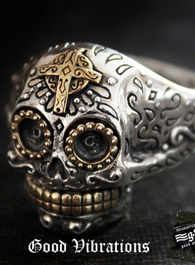 Good Vibrations潮品 非主流骷髅头活口泰银纯银戒指 男 女食指